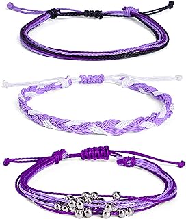 Bohemian Friendship Bracelet Set Beach Waterproof String Ocean Surfer Beaded Jewelry Adjustable Braided Rope String Cactus Bracelets Boho Stretch Handmade Woven Bracelets for Teen Girls