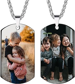 LING Ling's Design Personalized Double-sided Photo Text+Icons Necklaces Custom Necklace for men With Picture Birthday Memorial Boyfriend Gift