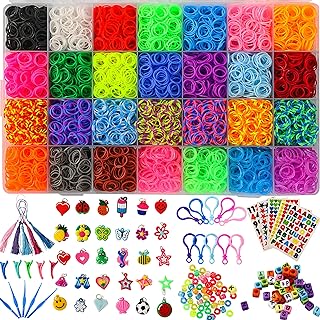 XYTLAX Versatile Rainbow Loom Bead Bracelet Kit for Kids, Creativity-Filled Birthday/Christmas Gift in Durable Latex-Free Material, Complete with S-Clips and Colorful Charms