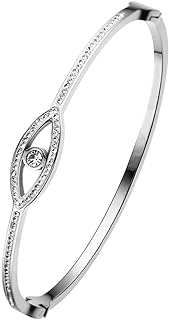 Jude Jewelers Small Size Stainless Steel Evil Eye of Gold Cocktail Party Bangle Bracelet