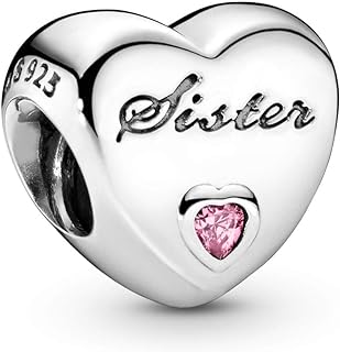 PANDORA Jewelry Sister's Love Charm - Compatible with PANDORA Moments Bracelets - Jewelry for Women - Sterling Silver Bracelet Charm with Cubic Zirconia - Mother's Day Gift with Gift Box