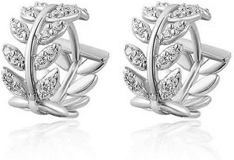Leaf Cartilage Huggie Earrings Cubic Zirconia Hypoallergenic Lightweight Leaf Small Hoop Earrings Dainty CZ Jewelry Gifts for Women