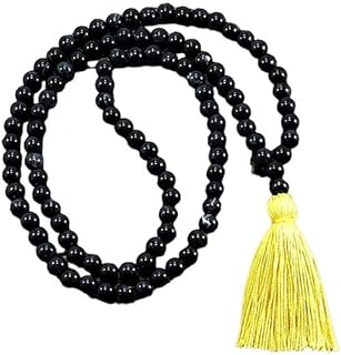 Hand_Crafted 108 beads prayer mala of black agate 8mm round shape smooth cut black color beads necklace for prayer, meditation & healing YO-NECK-9901