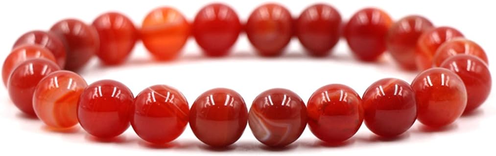 Carnelian Bead Bracelet with Rope Chain for Women & Men, Buckle Clasp, Natural Healing Gemstone Shape