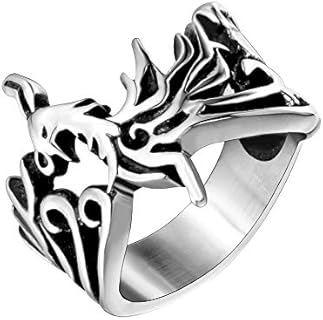 Stainless Steel Phoenix Dragon Ring for Men Women Vintage Celtic Statement Chinese Jewelry