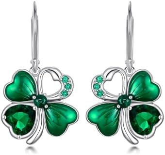 Sterling Silver Dorunmo Celtic Clover Drop Earrings with French Clip Back Finding for Women - Irish Shamrock Design