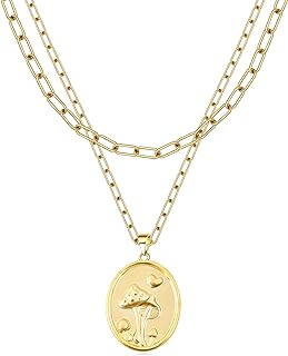 Gold Layered Mushroom Pendant Necklace with Box Chain, Ideal Gift for Women and Teen Girls with Butterfly, Bee, and Bear Design