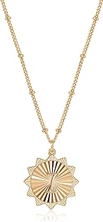Lobster Clasp 22K Gold-Plated Choker Necklace | Personalized Sunburst Disc Letter Pendant | Dremmy Studios Original | Perfect for Women | Round Initial Design