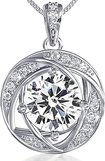 Platinum Moissanite Pendant Necklace with Cable Chain for Women, Ideal Gift for Birthdays, Anniversaries, and Special Occasions - Durable, Hypoallergenic Sterling Silver Design