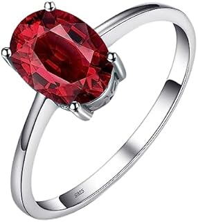 JewelryPalace Class Natural Gemstone Garnet Peridot Amethyst Citrine Blue Topaz Birthstone Solitaire Engagement Rings for Women, Anniversary 14K Gold Plated 925 Sterling Silver Promise Rings for Her