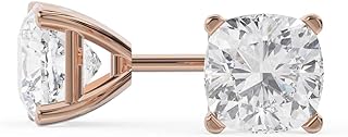 18k Rose Gold Cushion Cut Diamond Stud Earrings 2 Carats