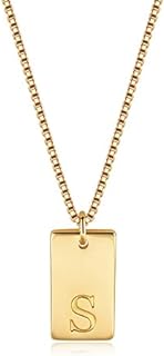 Liebeskind Initial Necklaces for Women Trendy -14K Gold Necklace Pendants for Women Name Pendant Necklace Personalized Charm Letter Necklace Dainty Gold Tag Necklace for Women Gold Jewelry Gift