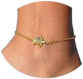 Adjustable Sea Turtle Anklet in Gold with Lobster Claw Clasp, Alloy Material, Women's Beach Jewelry - An Ideal Gift for Women and Girls