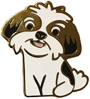 Dog Pin Jewelry White and Black Enamel with Gold Tone for Women, Girls, and Boys, Tac Lapel Bag Pin