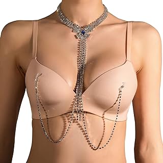 Luxurious Adjustable Alloy Clasp Rhinestone Body Chain, Non-Piercing Nipple Chains with Crystal Accents for Women - Stylish Bikini/Elegant Underwear Accessory