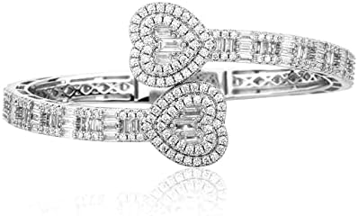 Adjustable Heart Cuff Bracelet with Cubic Zirconia for Men & Women, Box Chain Design - Jacruces Gold & Silver Bangle, Ideal for Weddings, Parties & Gifting