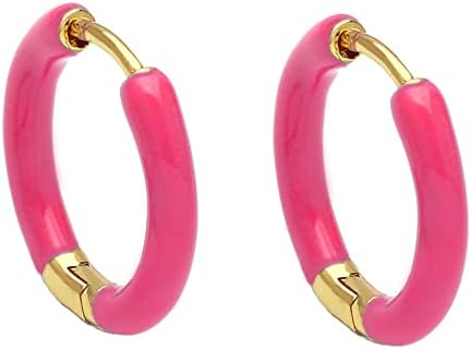 Small Huggie Hoop Earrings for Women Girls 18K Gold Plated Cute Enamel Earring Colorful Hypoallergenic Earring Jewelry Gifts