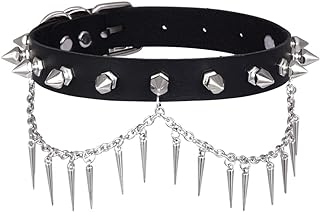 Punk Spiked Choker Necklace For Women Men Leather Collar Spikey Chain Studded Chocker Goth Jewelry Halloween Cosplay Accessories