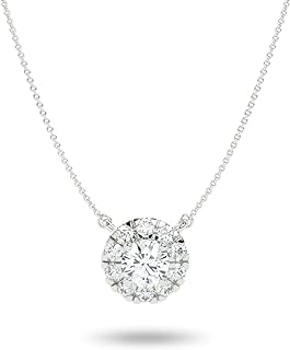 IGI Certified Lab Grown Brilliant Diamond Halo Pendant in 14K Rose Gold, 0.43ct (G-H, VS1-VS2) with Adjustable 16-18 Inch Cable Chain and Lobster Claw Clasp, Elegant Necklace for Women