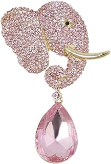 EVER FAITH Rhinestone Crystal Adorable Cute Elephant Teardrop Brooch Gold-Tone