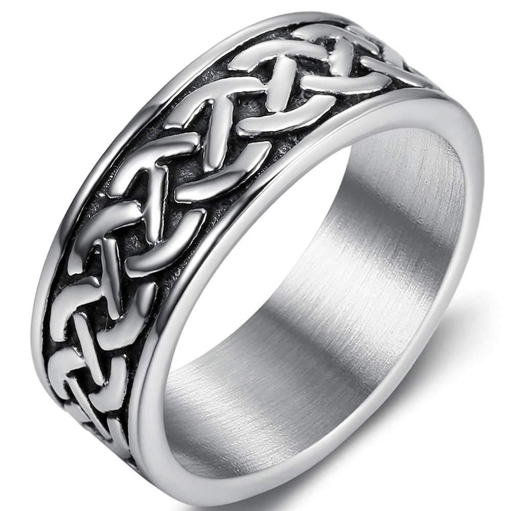 Jude Jewelers 8mm Stainless Steel Vintage Style Celtic Knot Wave Wedding Band Ring