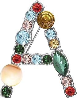 Chic XGALBLA Czechoslovakia Brooch with Butterfly Clasp and Rhinestone Details, 26 English Letter Design in Colorful Crystal