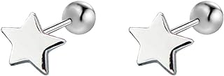 20G Cute Star Ball Stud Earrings for Women Teen Girls 925 Sterling Silver Hypoallergenic Sensitive Ears Tiny Pentagram Cartilage Tragus Screw Back Minimalist Lucky Birthday Party Jewelry Gifts