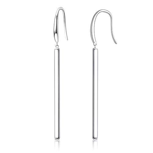 Sterling Silver Bar Dangle Drop Earrings for Women Lightweight Long Dangle Earrings Minimalist Silver Gold Bar Dangling Earrings