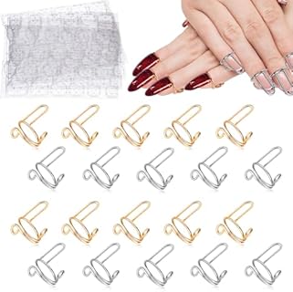 EBANKU Wudu Nail Rings Set in Gold & Silver - 20PCS Adjustable Nail Wedding Rings with 96 Adhesive Tabs for Easy Acrylic Nail Art - Chic French Style, Durable and Reusable.