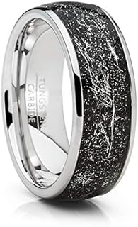 Metal Masters Co. Unisex Men's Tungsten Wedding Band Engagement Ring Star Dust and Metallic Shavings 8mm