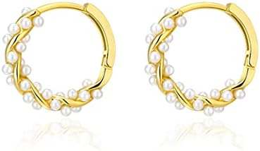 SLUYNZ Sterling Silver Pearls Twist Hoop Earrings for Women Teen Girls Wedding Pearls Hoop Earrings Bridal