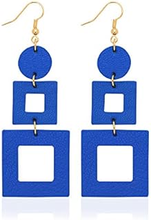 KINIVA Leather Dangle Earrings for Women Trendy, Lightweight Leaf Circle Lightning Earrings Drop, Jewelry Gifts for Women