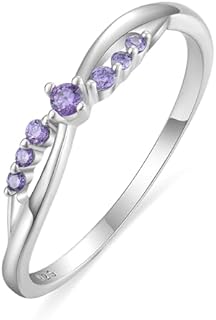 Stackable Ring for Women 925 Sterling Silver Infinity Ring Wedding Anniversary Band Birthstone Jewelry Size 5-10