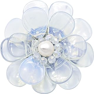 AeraVida White Elegance Luminous Flower Moonstone and Cultured Freshwater Pearl Pin or Brooch for Women
