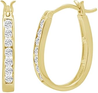 Certified 1/2ct TW Oval Shaped Natural Diamond Hoop Earrings for Women Crafted in 10K Yellow or 10K White Gold |AGS or IGI Certified Real Diamonds
