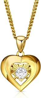 Cute Gold Heart necklace with dancing Zirconia - 18k Gold Plated Necklace - Dainty necklace for women - Womens necklaces - Heart Necklaces for Women Gold