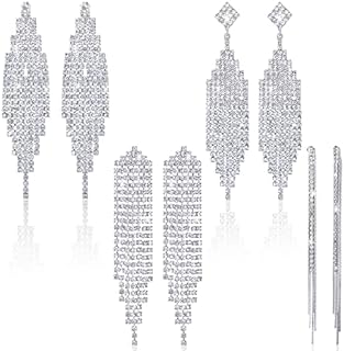 Fringe Drop Rhinestone Earrings with French Wire Back Finding for Women in Tassel Design by Bonuci
