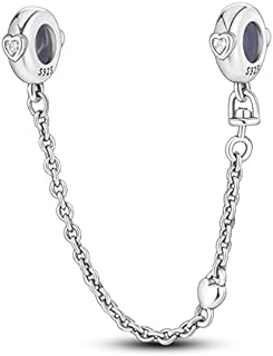 MULA 925 Sterling Silver Safety Chain for Charms Bracelets Dangle Pendants Beads Cute Cat Jewelry Gift for Women Girls