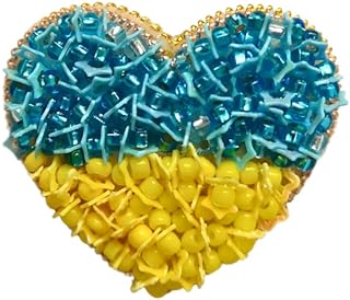 Authentic Handmade Ukrainian Pride Collection Brooches | Unique Beaded Brooch Designs | Map or Heart Shape | Perfect Gift for Cultural Enthusiasts | 100% Made in Ukraine