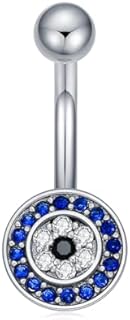 14G Belly Button Rings 14K Gold Plated 925 Sterling Silver Birthstone Heart Navel Rings 16mm Body Piercing Jewelry Gifts for Women Girls