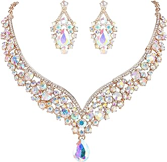 EVER FAITH Austrian Crystal Elegant V-Shaped Teardrop Necklace Earrings Set
