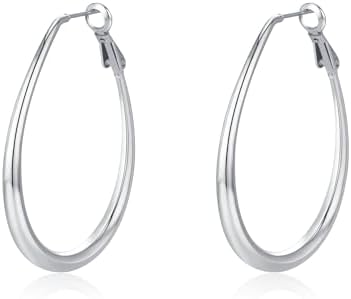 Lightweight Oval Hoop Earrings for Women - 14K Gold Plated, Rose Gold Plated and Sterling Silver Plated Large Oblong Hoop Earrings for Women Girls Statement Jewelry Gift