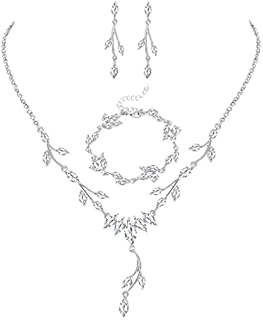 ORAZIO Wedding Bridal Crystal Necklace Set with Lobster Clasp and Cubic Zirconia for Brides and Bridesmaids