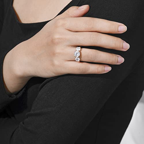 Platinum or Gold Plated Sterling Silver Round 3-Stone Ring made with Infinite Elements Cubic Zirconia