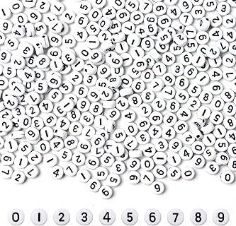 Wexpw White Acrylic Number Beads with 1000 Pieces for Jewelry Making - 4x7mm Round Shaped for Bracelets & Crafts
