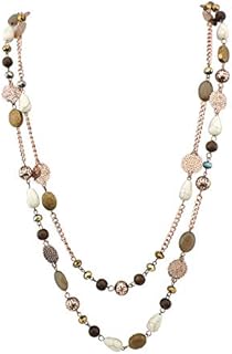 Bocar Long Necklaces for Women Trendy, Boho Layered Crystal Beaded Collar Necklaces for Women and Girls, Fashion Statement Necklaces Jewelry