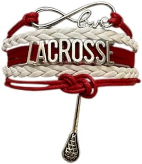SportyBella Lacrosse Bracelets For Girls- Adjustable Charm Bracelet w/Infinity Symbol & Silver Lacrosse Stick Charm. Lacrosse Friendship Bracelet Gifts for Players, Teams & Coaches.