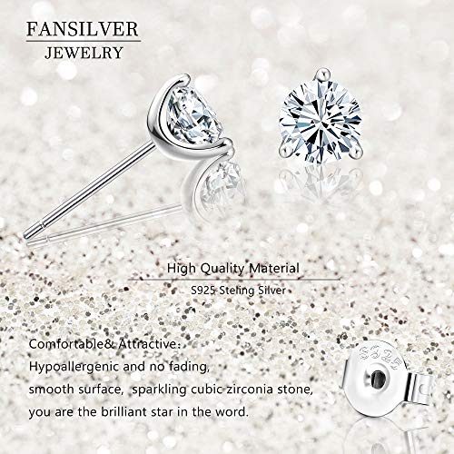 Sterling Silver Stud Earrings Women: Stud Earrings Set Cartilage Piercings Jewelry Round Sparkle CZ Studs Tragus Helix Stud Earrings 3-6mm
