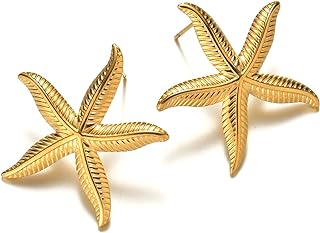 Starfish Earrings for Women,18k Gold Plated Sea Star Stud Earrings Beach Chic Women Gift Ocean Jewelry