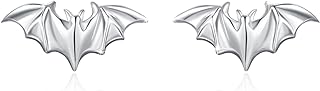 Bat Earrings 925 Sterling Silver Geometric Surface Bat Stud Earrings for Women Birthday Gift